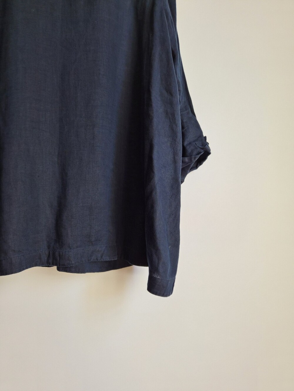 J. Jill Navy Blue Linen Side Tie Tunic Blouse Shirt Size 2X Lagenlook Minimalist - Picture 15 of 16